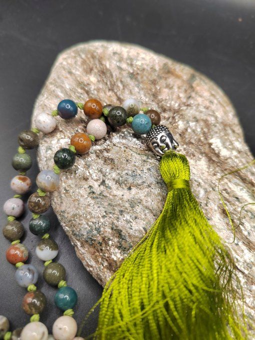 Mala en Jaspe Océan – Japa Mala 108 perles
